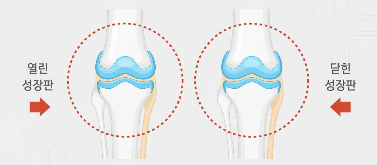 Ilustrasi Lempeng Pertumbuhan Terbuka vs. Tertutup (Lutut)