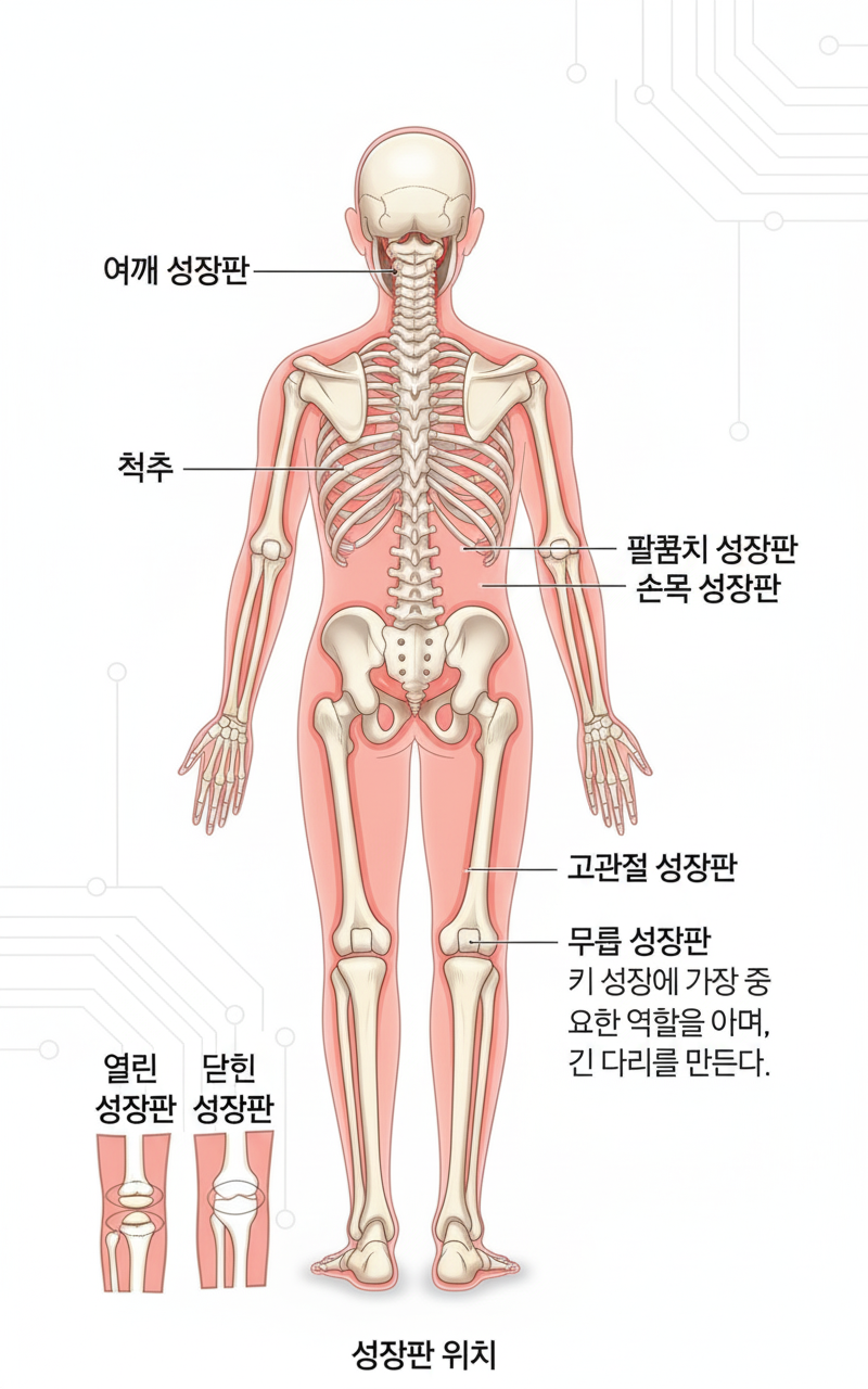 Ilustrasi Rangka Tubuh dengan Lokasi Lempeng Pertumbuhan